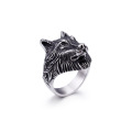 Anillo para hombre de acero inoxidable Viking Gold Wolf