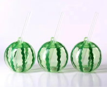 Plastic Watermelon Containers: Reusable Watermelon Shaped Cups for Juice and Milk Tea - 500ml