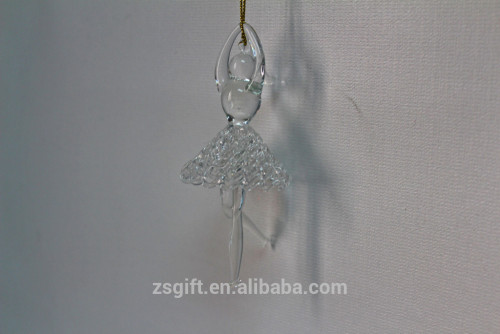 Handmade angel wholesale christmas decoration clear glass globe clear glass craft ball ornaments