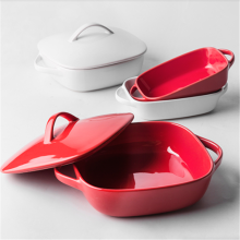 Korea Good Quality Square Glazed Coated Ceramic Cookware for Microwave