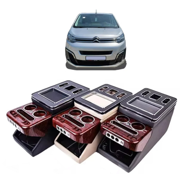 G10 Car Armrest Box Walnut Storage for Citroen Spacetourer 2016-2023