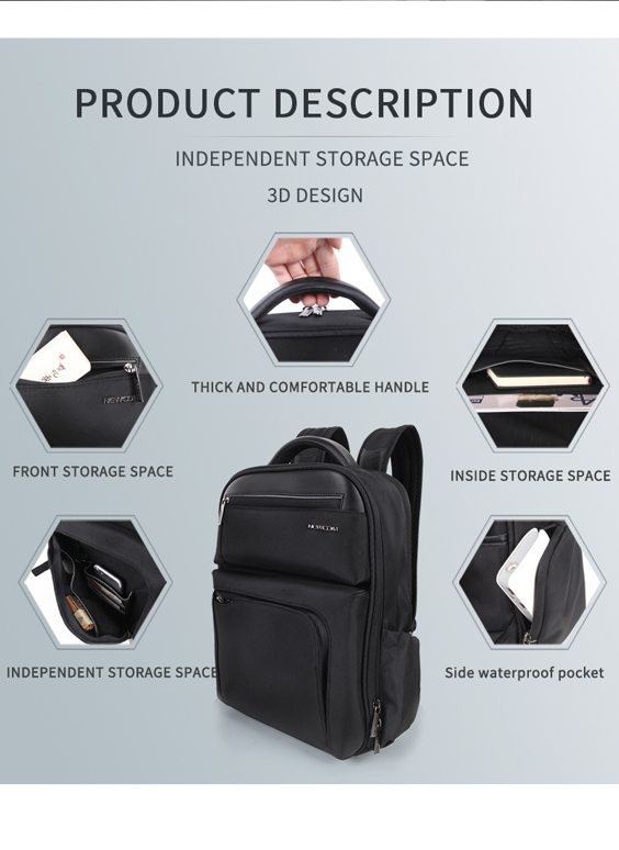 Newcom OBM ODM Fashion Polyester Waterproof Business Laptop Backpack