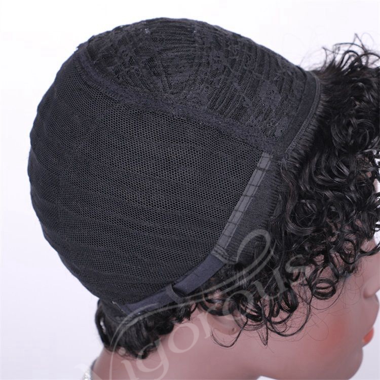 Vigorous Pixie Cut Real Full Machine Brazilian Human Hair For Woman Short Finger Wave Natural Fluffy Wigs