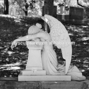 Hand carved stone funeral angel headstones outdoor gravestone angel monument