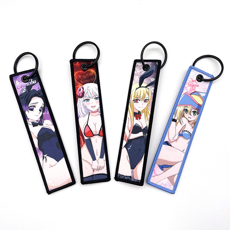 Anpassad anime Jet KeyChain Tyg Woven Tag Keychain