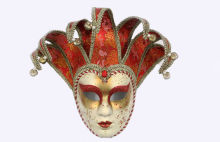 Mens Formal Venetian Jester Mask Red Hand Made For Ceremonies