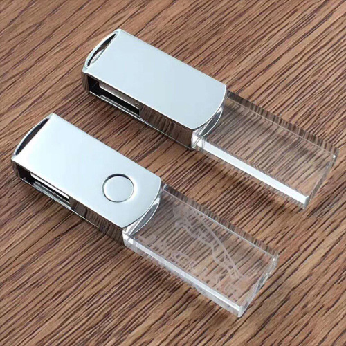 Unidad flash USB giratoria de cristal