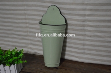 Antique Enamel Metal vase Wall Flower Pot