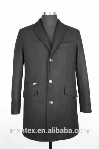 classic wool overcoat with small zipper pocket