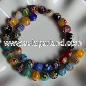 4mm, 6mm, 8mm, 10mm Millefiori Glas Runde Perlen Charms