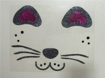 2015 Beautiful cat design glitter powde acrylic face sticker