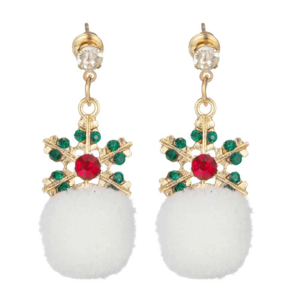 Femmes Noël Dangle Boucles D&#39;Oreilles Set Flocon De Neige Père Noël Chaussette Filles Mode Simple Boule De Cheveux Bague Oreille Anneaux Bijoux