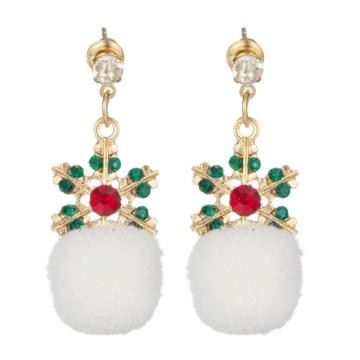 Women Christmas Dangle Earrings Set Snowflake Santa Claus Sock Girls Fashion Simple Hairball Drop Ear Rings Jewelry