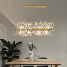 Rectangle gold and chrome crystal chandelier for dinning
