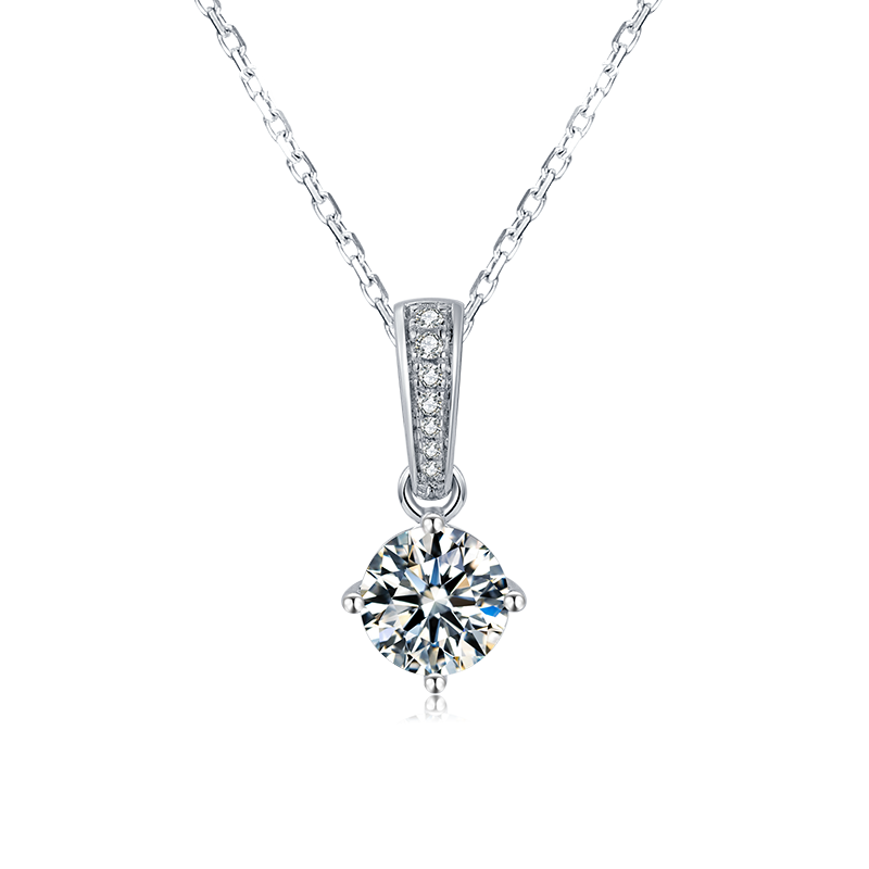 Popular Luxury 925 Sterling Silver Moissanite Diamond Pendant Women Engagement Square Setting Diamond Wedding Party Necklace
