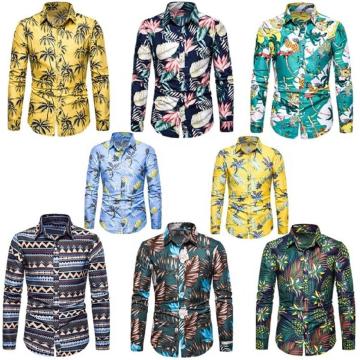 Comfortable Men's Long Sleeve Hawaiian Vacation