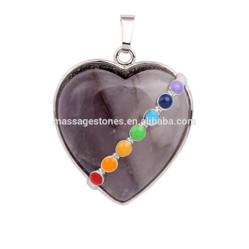 Amethyst gems stone chakra heart pendants