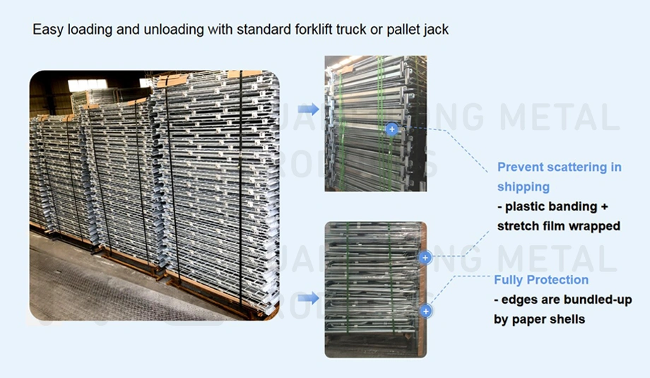 Metal Steel Stack Wire Cage with Wooden Pallet