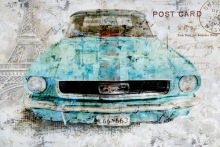 Ancient Antique Old Car Oil Painting on Canvas