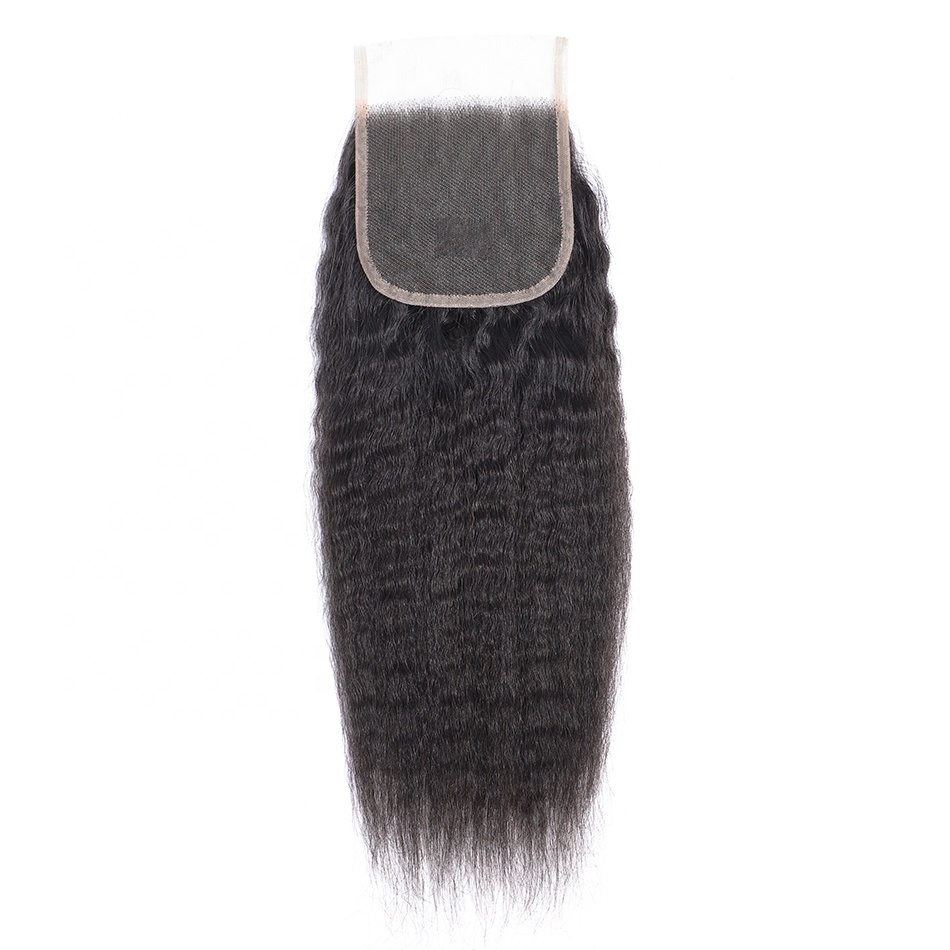 Brazilian Virgin Human Hair Closure Kinky Straight 4x4 Lace Closure
