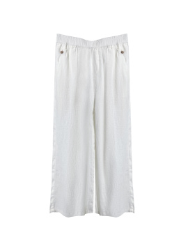 Ladies' white 100% linen casual pants