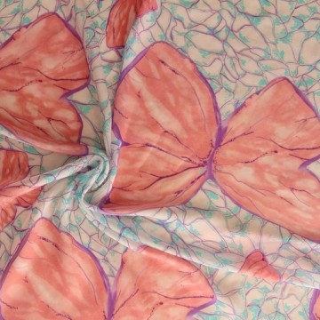 Butterfly Printed Pure Silk Habotai Fabric,China Silk Habutae Fabric