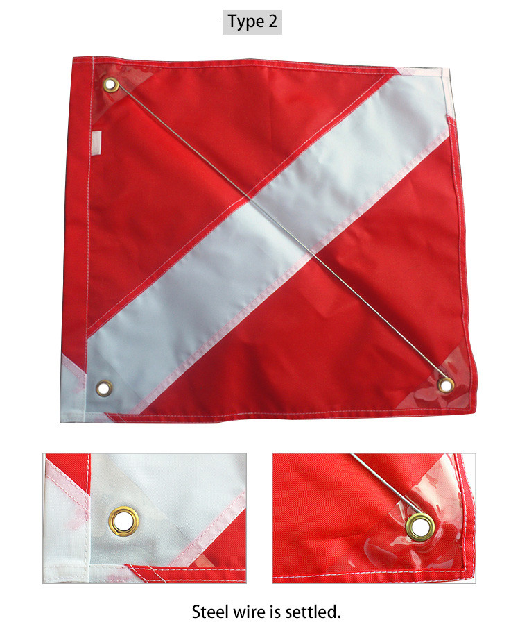 Customize Nylon Diving Red And White Flag