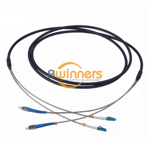 2F LC-FC SM SX Armored TPU Armoured Fiber Jumper Cable