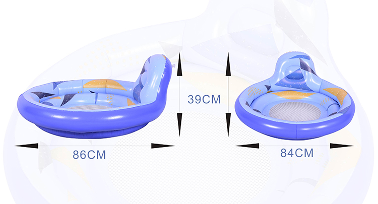 Round Blue Simple Pattern Inflatable Backrest Pool Floats_04
