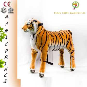 Hot sale!!!plush tiger, human power amusement rides, stuffed and plush larger horse toy with saddle