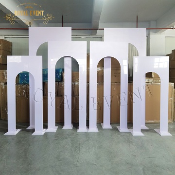 White Acrylic Arch Backdrop for Modern Event Decoration