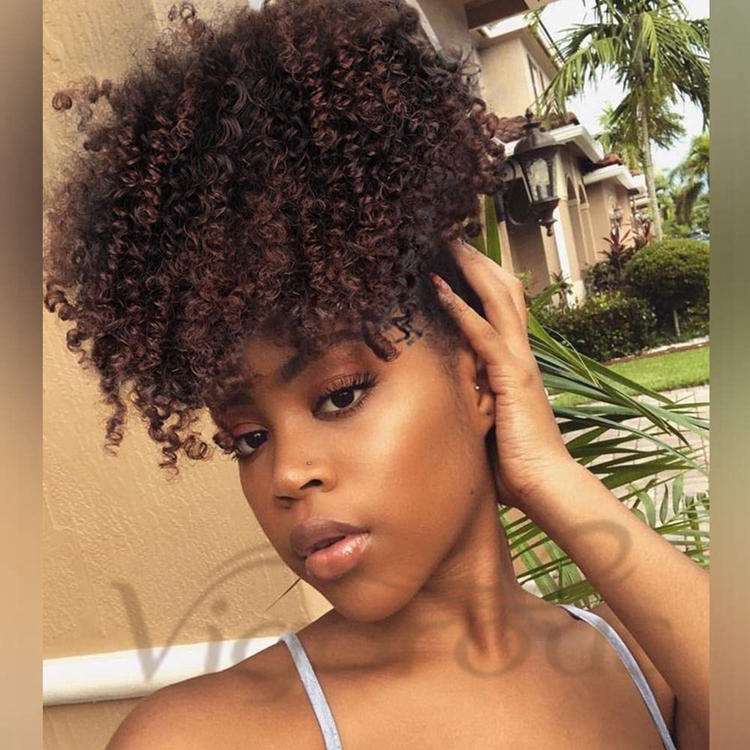 Vigorous Cheap Price Vendor Kinky Curly Fluffy Machine Made Heat Resistant Fiber Drawstring Synthetic Ponytail Hair Extension