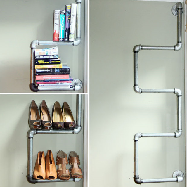 Industrial Pipe Bookshelf and Shoe Rack