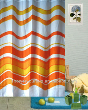 polyester stripe printed pvc shower curtain