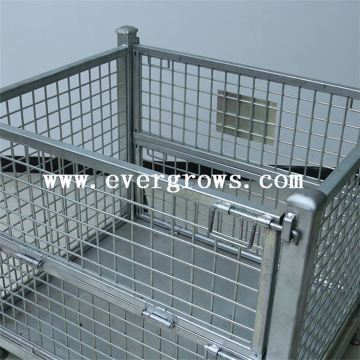 Heavy Duty Foldable Mesh Pallet Box Container & Collapsible Steel Mesh Box