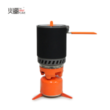 Outdoor Camping Aluminum Pot with Mini Gas Stove and Folding Handle