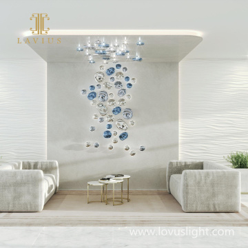 Sky blue amber chandelier decorative chandelier new creative chandelier small stone shape chandelier