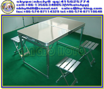Plastic folding camping tables , portable folding tables set , folding portable tables and chairs