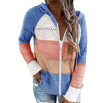 Womens Long Sleeve Knit Sweater Zip