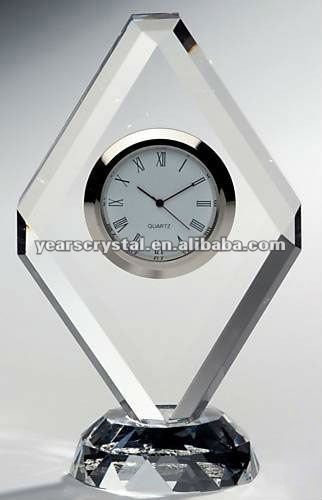 unique crystal clock with base