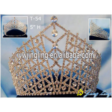 Tamaño grande de diamantes de imitación oro concurso coronas