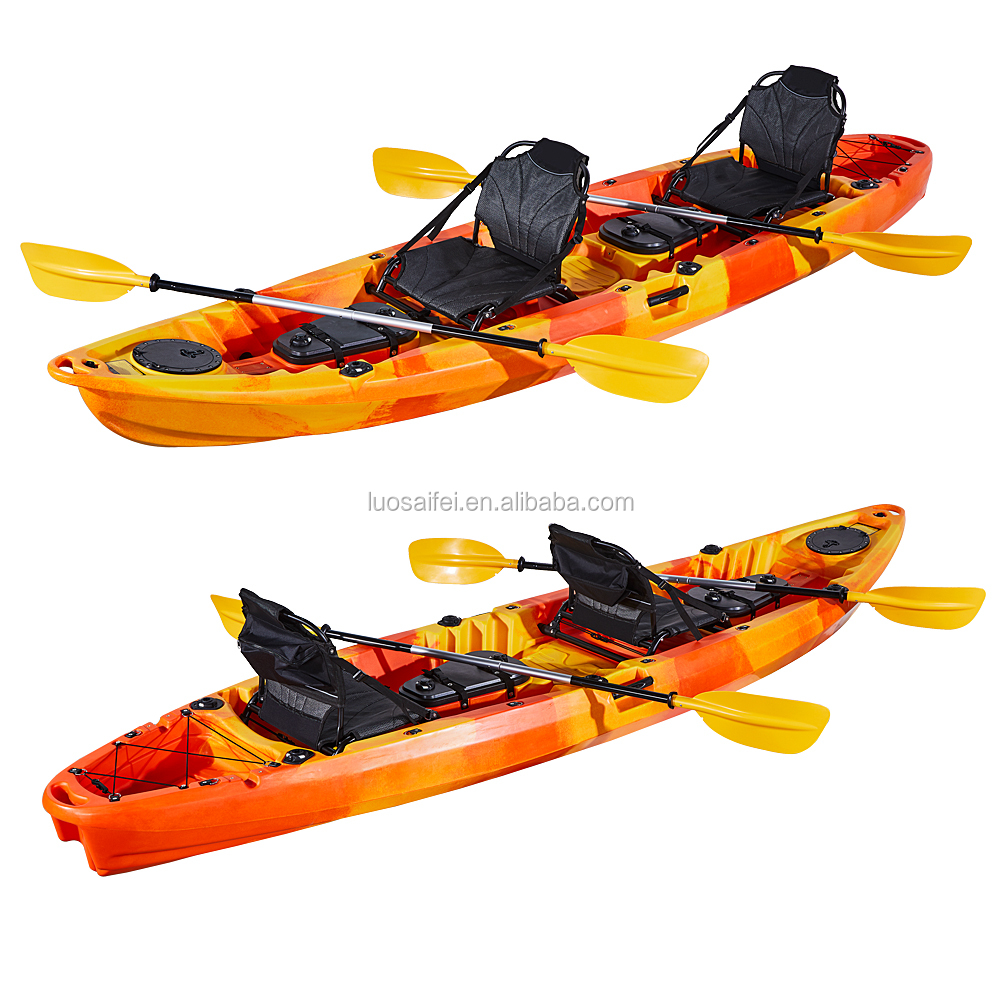 Multy function tandem 2+1 seat fishing kayak with aluminum frame seat in factory price