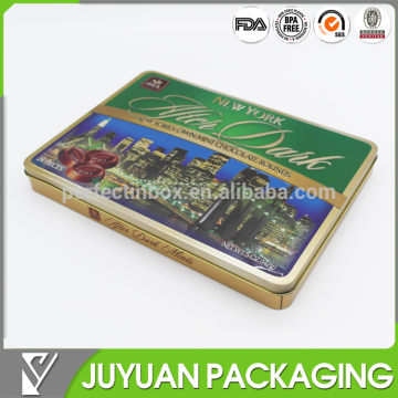 Exported to USA flat rectanglar embossed chocolate tin box