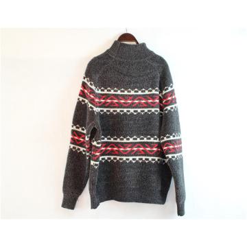 Ladies Turtleneck Red and Black Casual Knitted Sweater