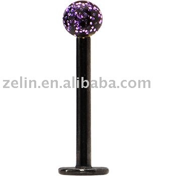 black purple glitter labret ring ,lip boody jewelry