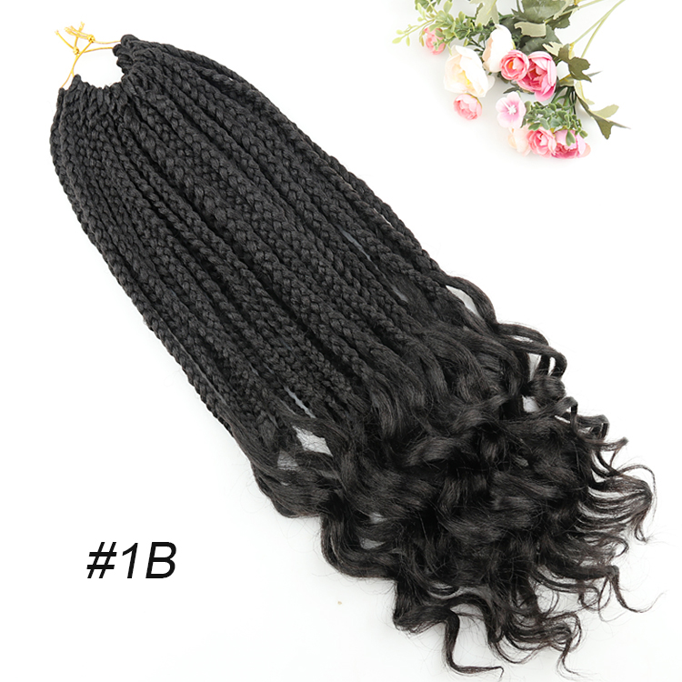 Juliana 14 18 24 Inch Premium Fibers Synthetic Pre Braided Goddess Box Braids Crochet Hair With Curly End