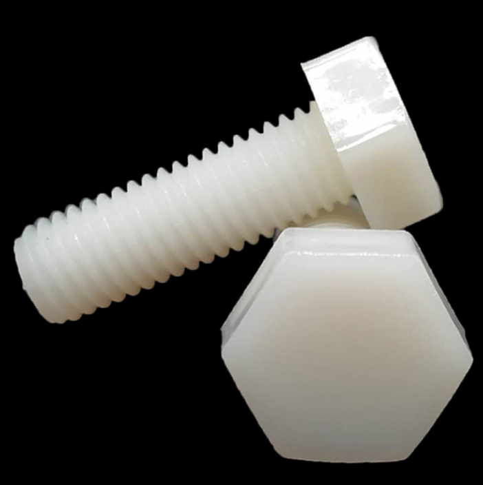 Längt Nylon Hex Bolt White Plastik Hexagon