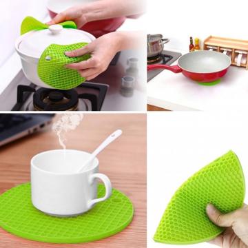 Glass Cup Mat Silicone Round Green Coaster