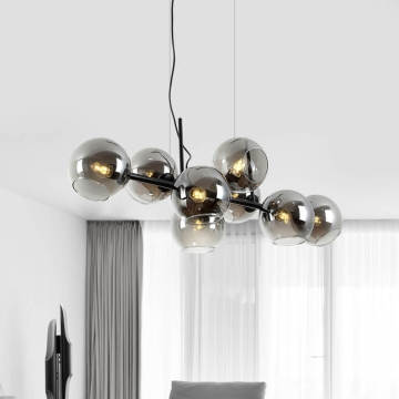 Linear Glass Pendant Light black dining table chandelier modern Factory