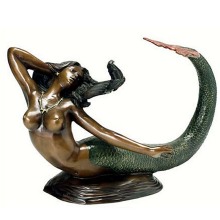 China hot sale cast bronze colored mermaid sculpture beautiful mermaid statue for outdoor decoration